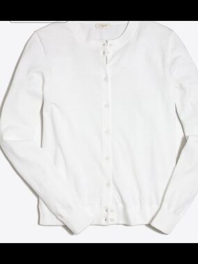 J.Crew Women's White Crewneck Button-Front Cardigan NWT Size XXS